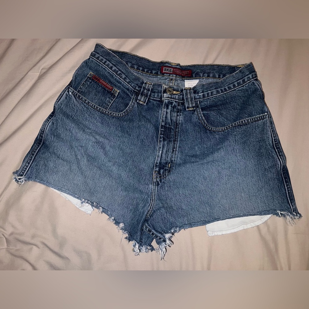 BKE Women's Distressed Blue Jean Shorts